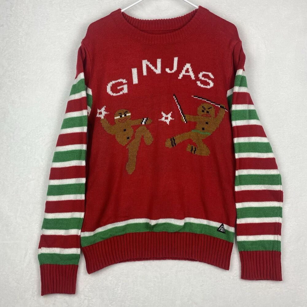 American Stitch Christmas Ugly Sweater Adult Red Long Sleeve Crewneck Pullover